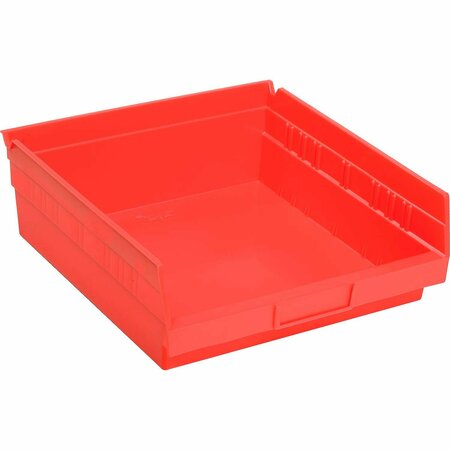 GLOBAL INDUSTRIAL Plastic Nesting Storage Shelf Bin 11-1/8inW x 11-5/8inD x 4inH Red 184845RD